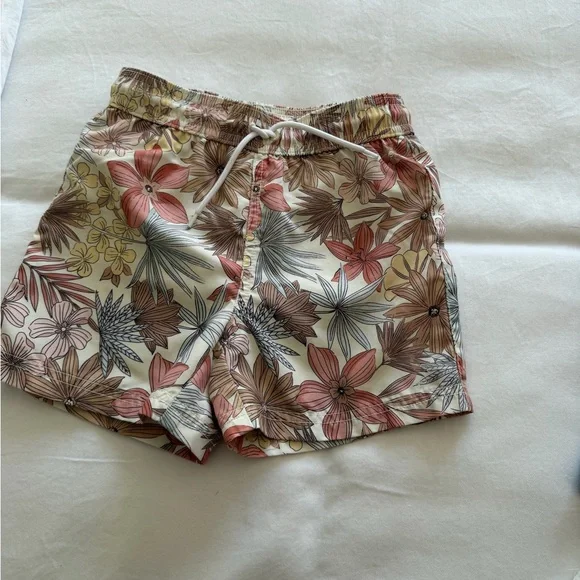 Polo by Ralph Lauren Red & Blue Striped Boys Swim Trunks with Floral Trunks Pair - Picture 2 of 3